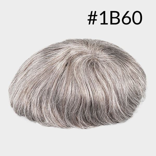 Prothèse capillaire en peau de 1¨ (2, 5 cm) à bords + monofilament central + maille frontale française de 1/8¨