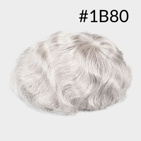 Prothèse capillaire en peau de 1¨ (2, 5 cm) à bords + monofilament central + maille frontale française de 1/8¨