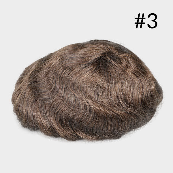 Prothèse capillaire en maille française + peau latérale, DENSITÉ 120%